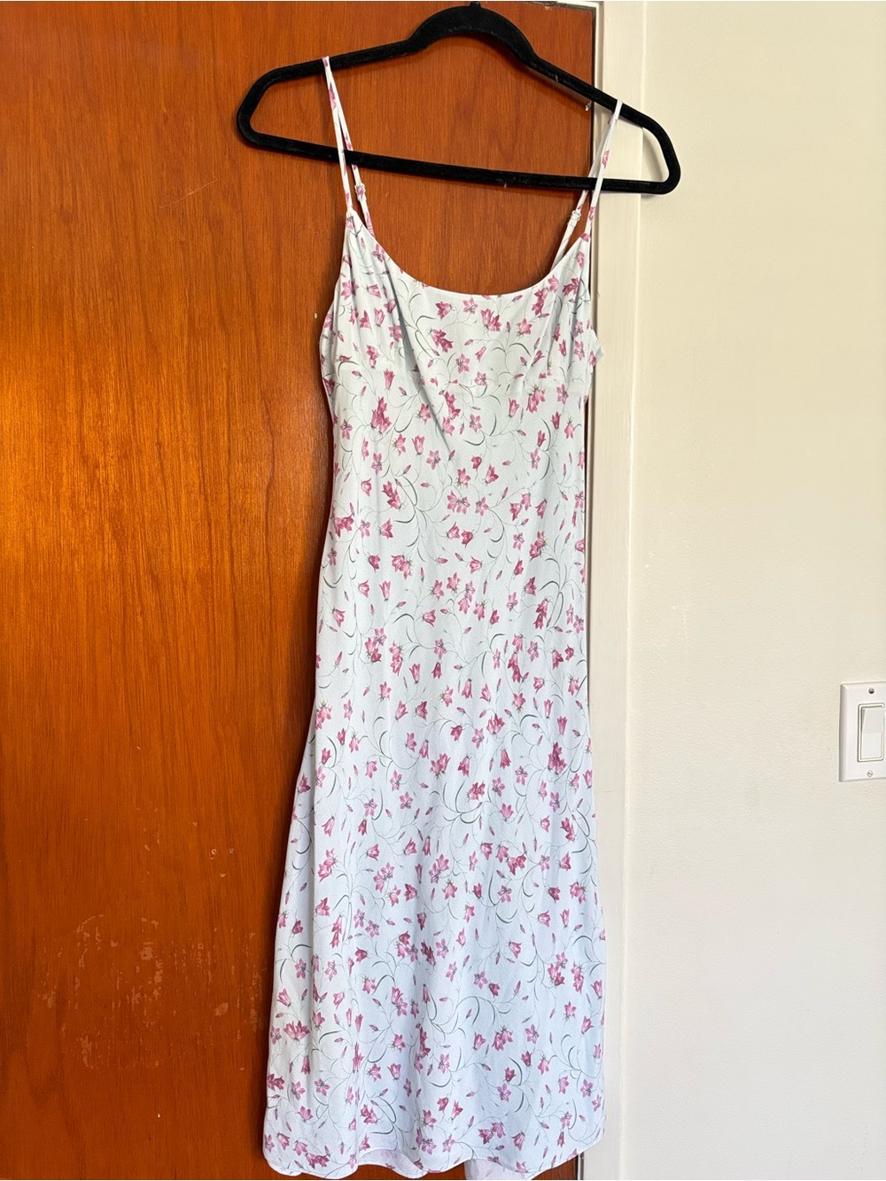 Aritzia - Floral Slip Dress in Blue with Pink Print